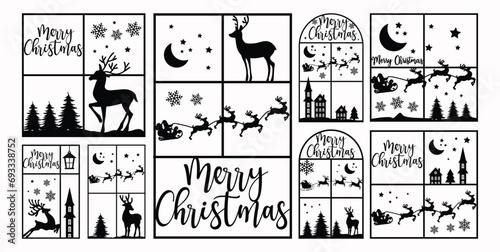 Merry Christmas mirror svg laser cut illustration