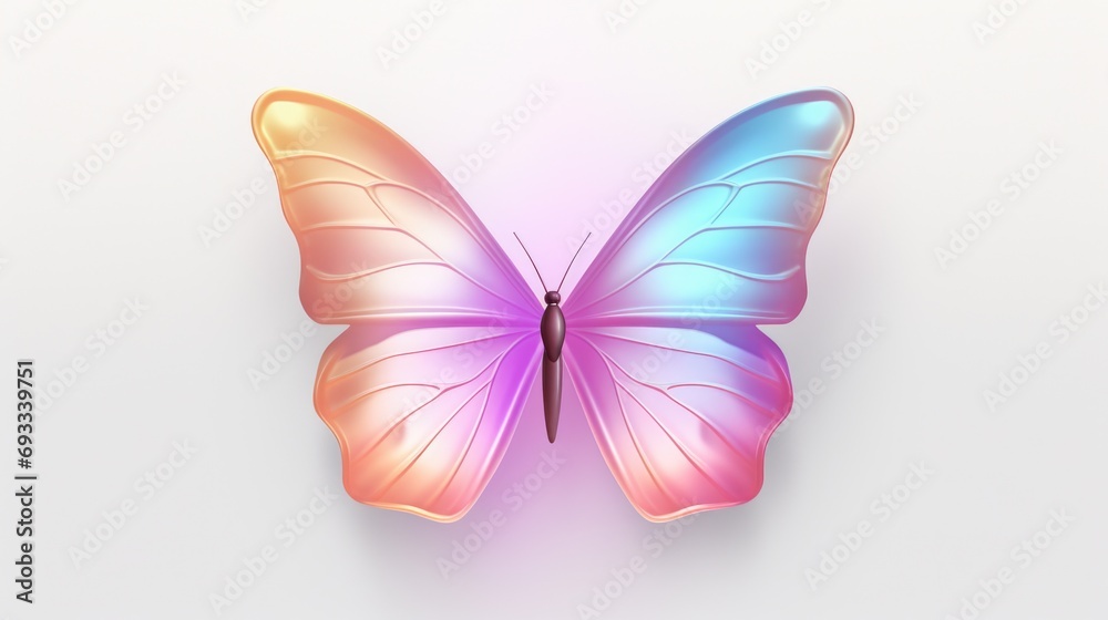 A beautiful pink and blue butterfly on a plain white background. Perfect for adding a touch of nature and color to any project A beautiful pink and blue butterfly on a plain white background. Perfect for adding a touch of nature and color to any project