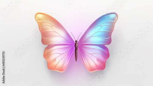 A beautiful pink and blue butterfly on a plain white background. Perfect for adding a touch of nature and color to any project © Fotograf