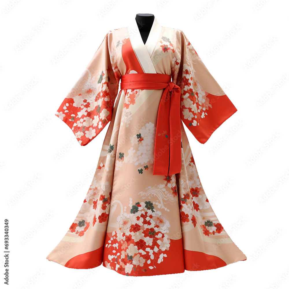 Japanese Kimono, transparent background, isolated image, generative AI