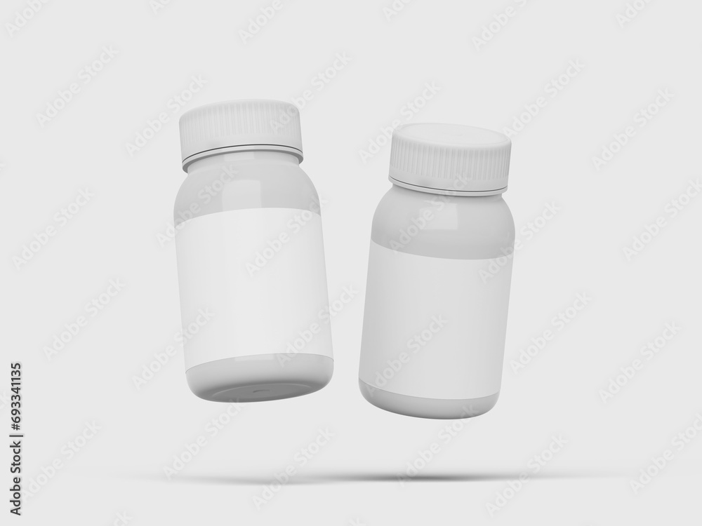 White Blank Pill Bottle 3D Rendered Mockup for Medicine Bottle Container White Blank Pill Bottle 3D Rendered Mockup for Medicine Bottle Container