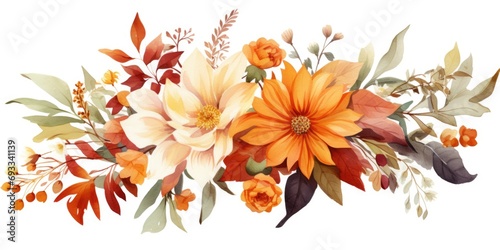 A beautiful bouquet of orange and white flowers on a clean white background. Perfect for adding a pop of color to any project or design