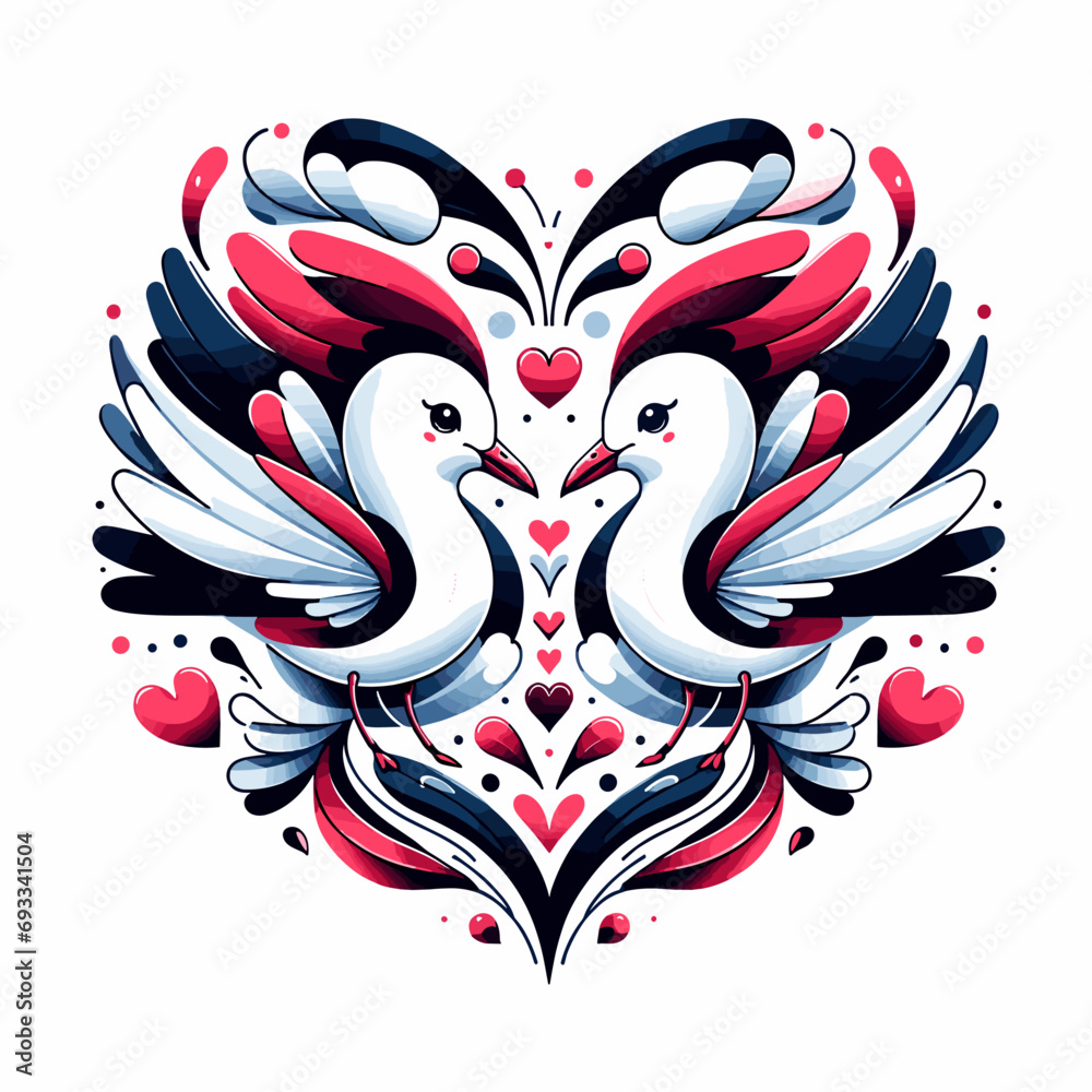 cute seagulls with hearts for Valentine´s Day cute seagulls with hearts for Valentine´s Day