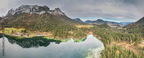 Bavarian panorama view from Top to the crystal clear Berchtesgaden Hintersee photo