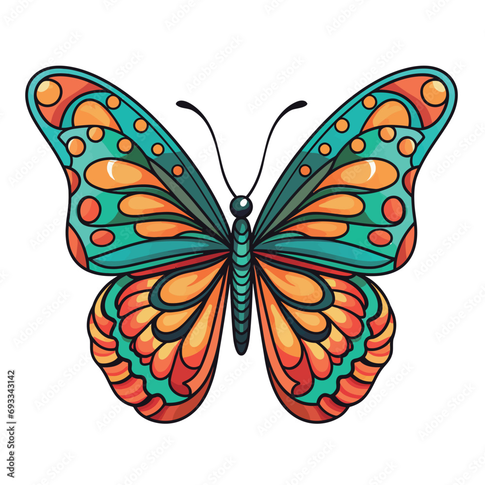 Butterfly with floral ornament. Vector illustration for your design.