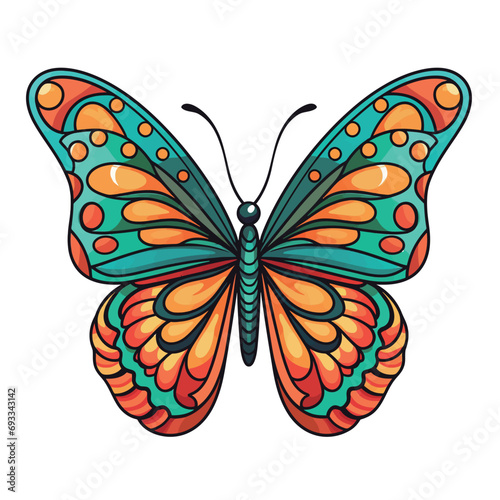 Butterfly with floral ornament. Vector illustration for your design. © 酸 杨