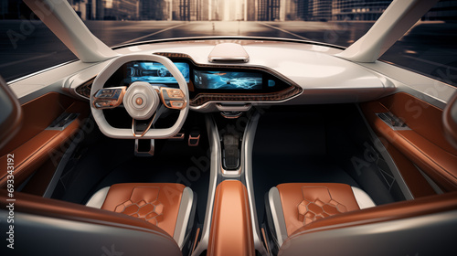 Modern and comfortable luxury car interior. © Jammy Jean