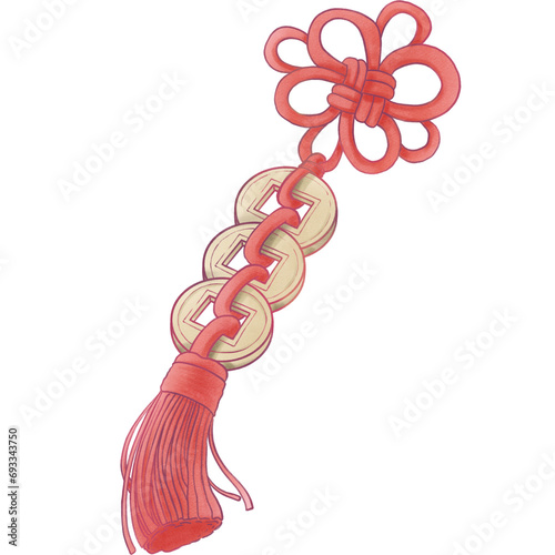 Chinese knotting with gold coin
