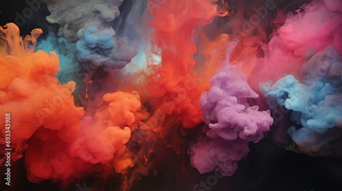 Explosive bursts of radiant smoke, each burst a vivid testament to the ephemeral beauty of color against the backdrop of profound blackness. © Image Studio