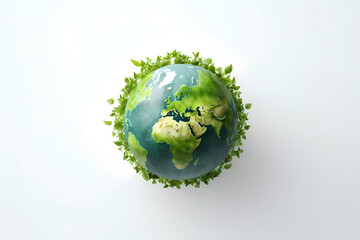 green leaf background, green planet earth, renewable energy light bulb with green energy, Earth Day or environment protection Hands protect forests that grow on the ground and help save the world, sol