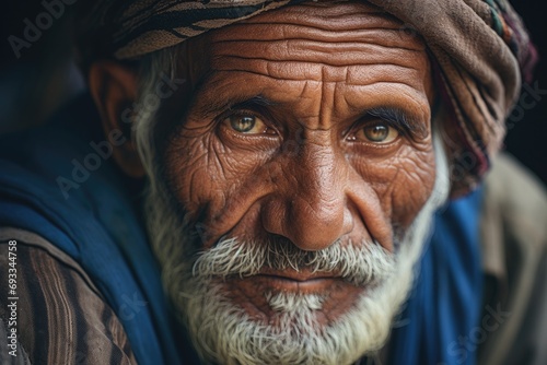 Wisdom in Wrinkles  Close-Up Portrait of a Wise Elder Man 