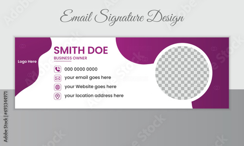 Corporate email signature for all business with white background, unique vector design template.
Modern and minimalist email signature or email footer template
Business email signature with an author 