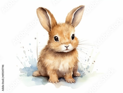 Rabbit. Watercolor illustration. Isolated on white background. Generative AI © Alex