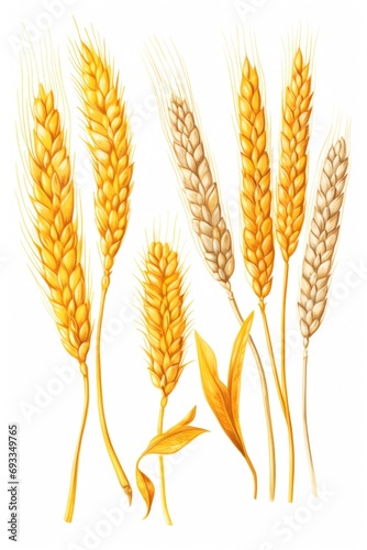 A bunch of ripe wheat on a white background. Can be used for agricultural themes or as a symbol of abundance