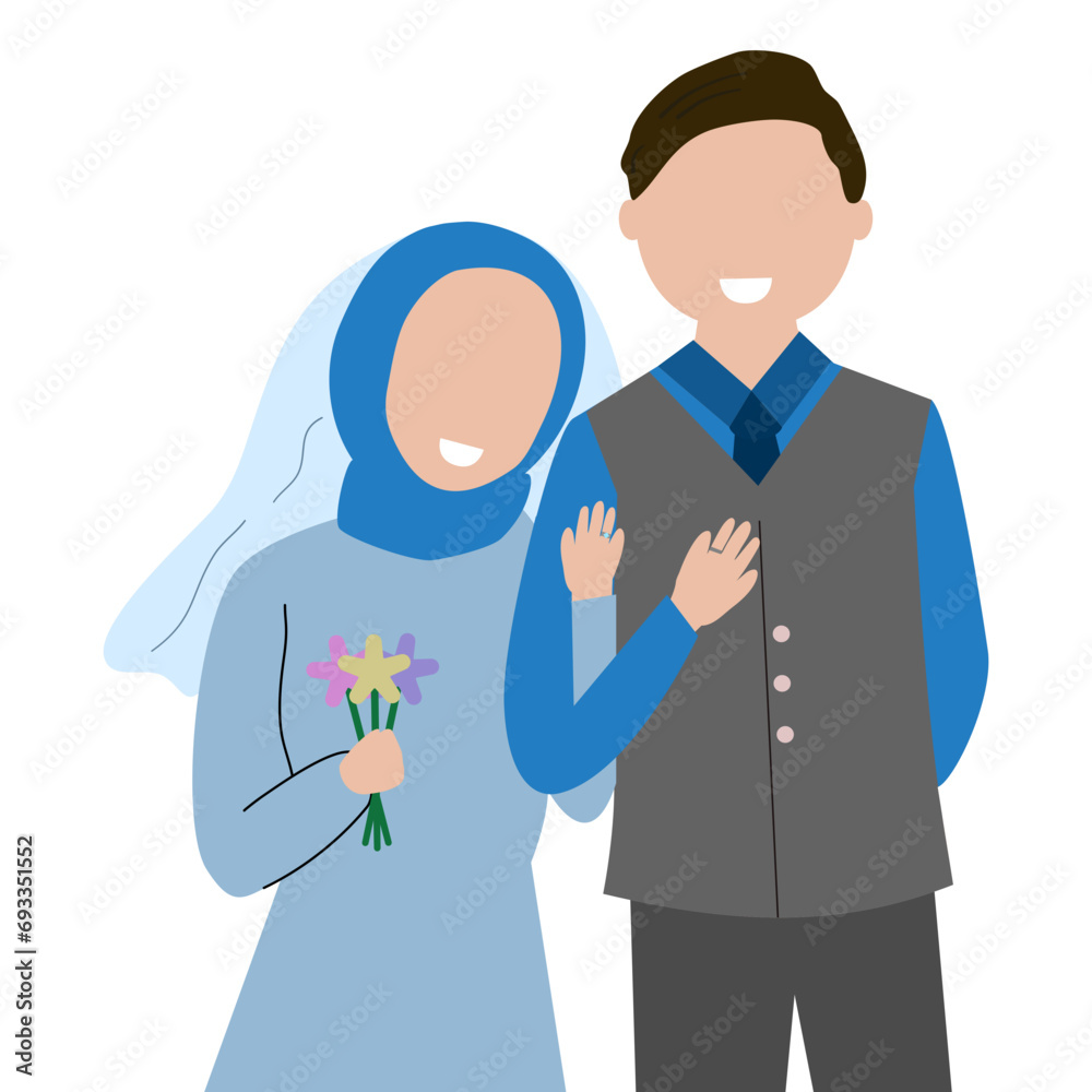 Fototapeta premium Muslim wedding couple illustration