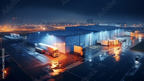Fotografia Freight transportation. truck in warehouse distribution center