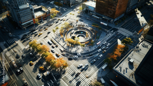 Top view city traffic of highway. road interchange