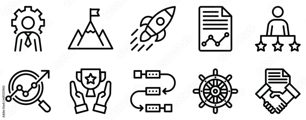 strategy line style icon set collection strategy line style icon set collection