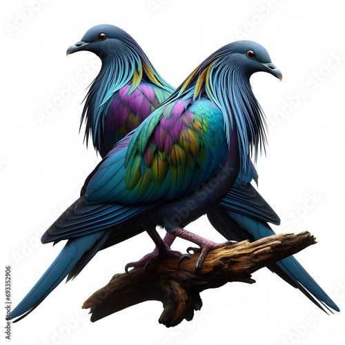 Nicobar Pigeon  Caloenas nicobarica   Paloma de Nicobar                                       isolated White background