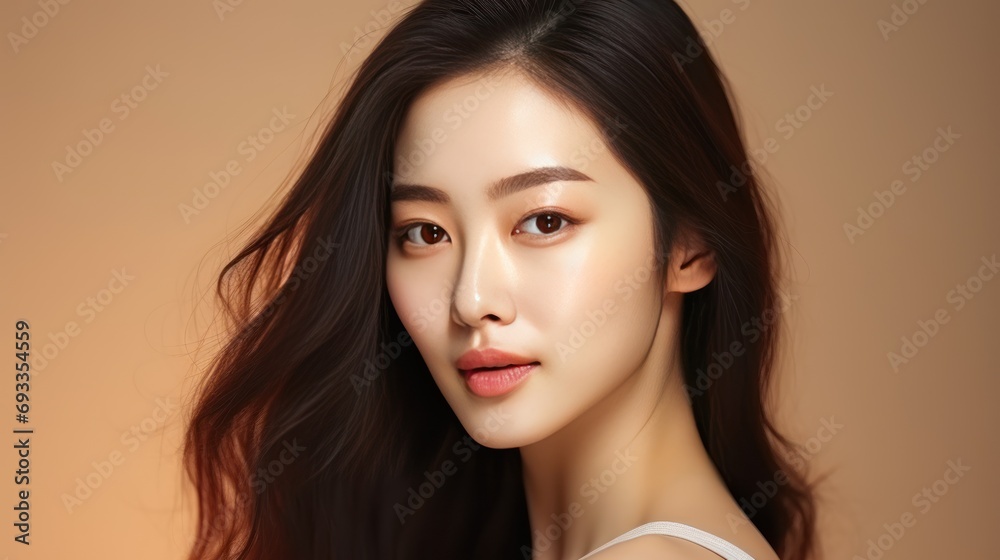 Fototapeta premium Beautiful Asian woman with Korean makeup