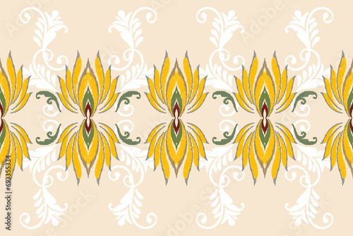 Ethnic abstract ikat art. Seamless pattern in tribal, folk embroidery, and Mexican style. Aztec geometric art ornament print.Design for carpet, wallpaper, clothing, wrapping, fabric, cover, textile