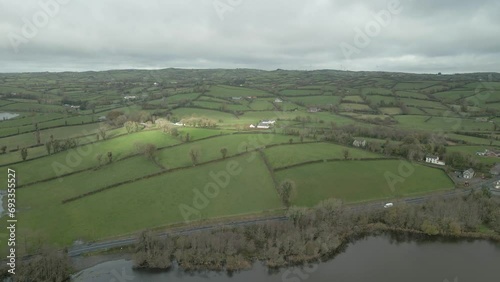 Scenic Aerial View Of Rural Green Fields In County Cavan, Ireland. photo