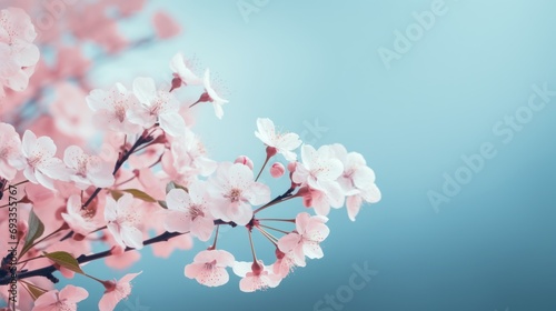 Wallpaper Mural small white flowers Color tones on a soft blue and gentle pink background outdoors, Torontodigital.ca