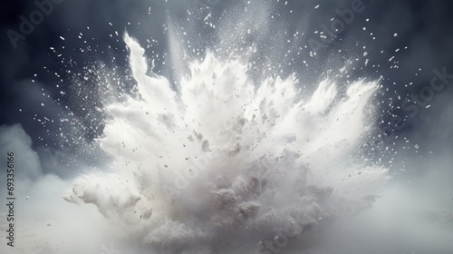 White Explosion Filled with Powder Particles Background,