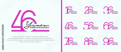 set of anniversary logo purple color on white background for celebration moment