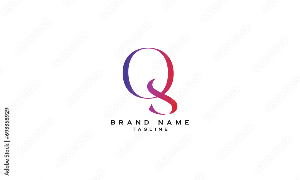 QS, SQ, Abstract initial monogram letter alphabet logo design