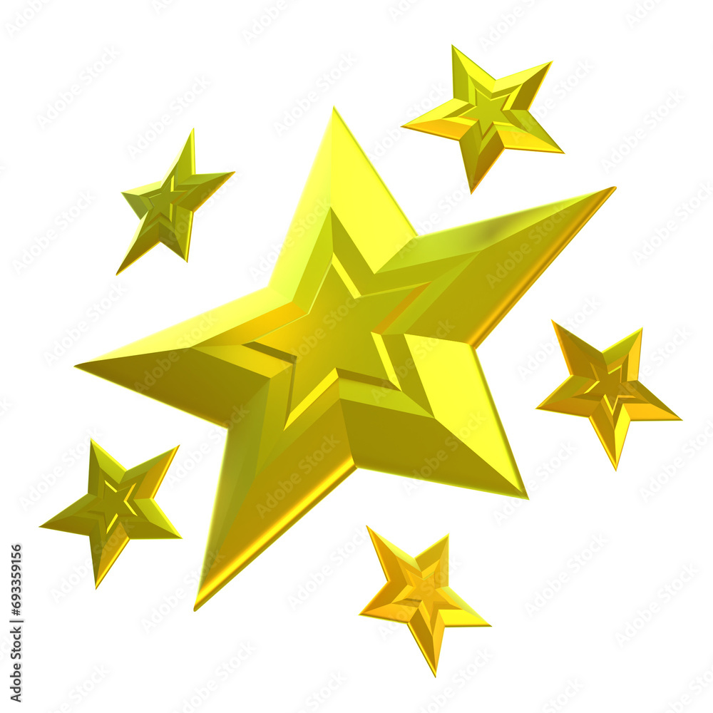 3D Rendering Christmas Stars Simple Model 3D Rendering Christmas Stars Simple Model