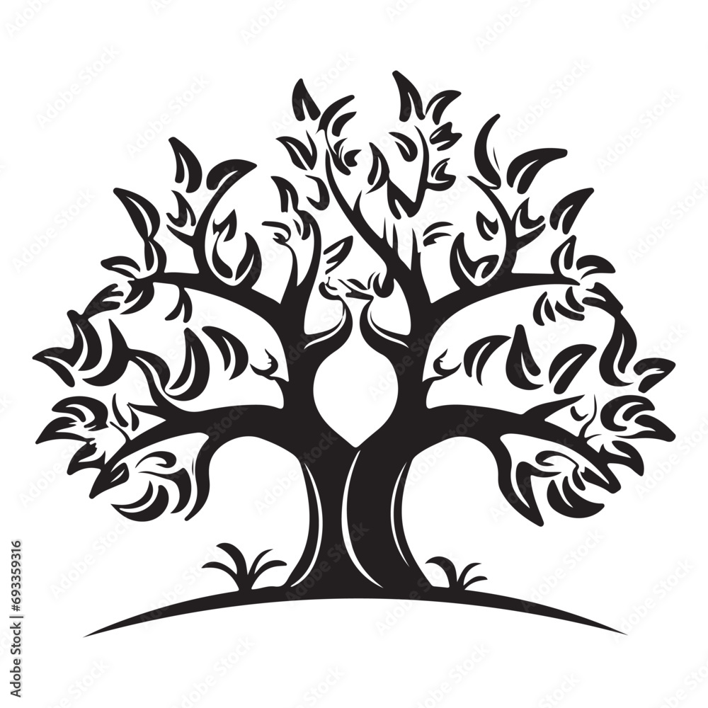 Obraz premium Vector black tree of live icon on white background. Black vector tree illustration.