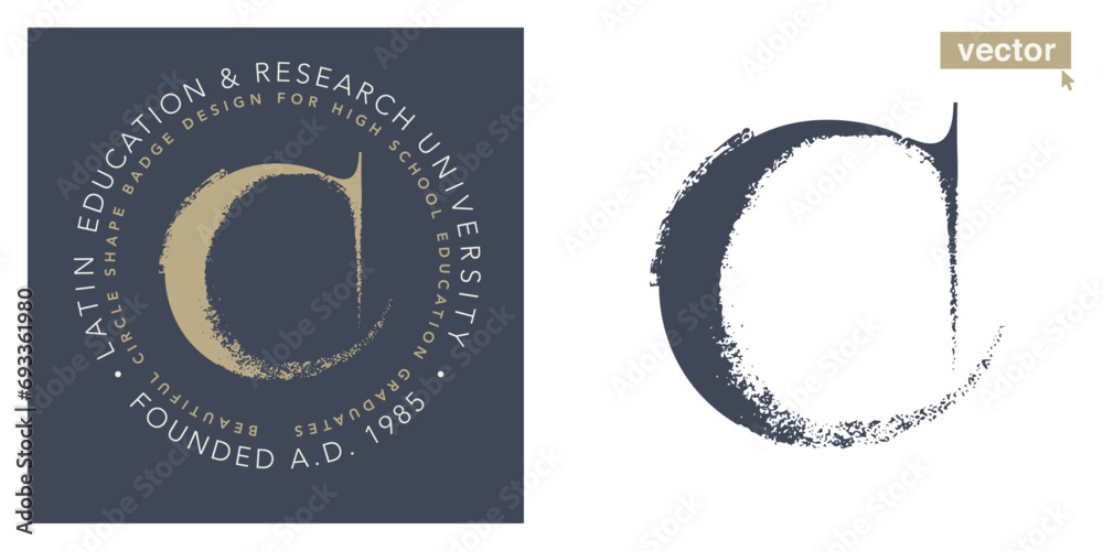 C letter serif logo with dry brush strokes. Classic style font. Grunge ...