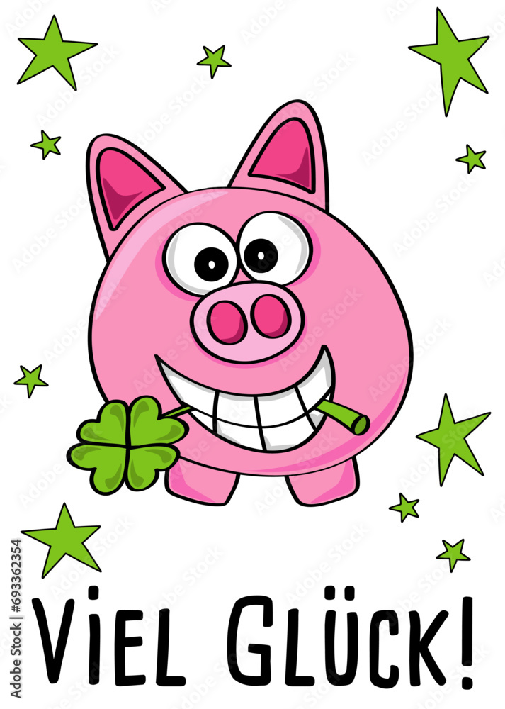 Glücksbringer Schlüsselanhänger 10 Stück | Viel Erfolg Prüfungs-Glück | Filz Schweinchen Mit Klee