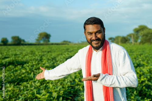 indian farmer at farm field