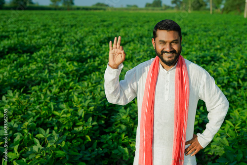 indian farmer at farm field