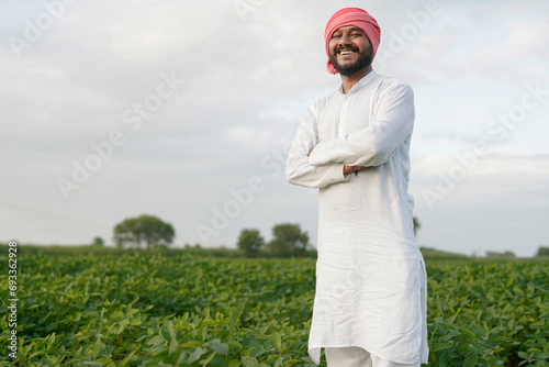 indian farmer at farm field