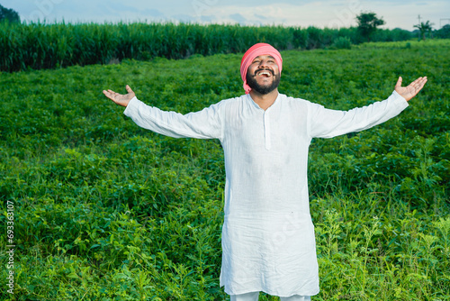 indian farmer at farm field