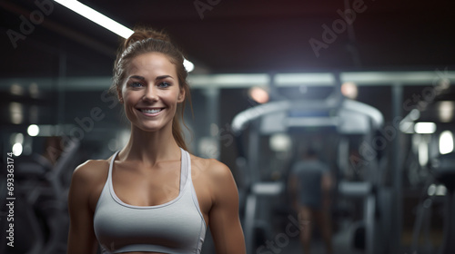 Fit and joyful women in gym attire showcasing strength and wellness during a workout session