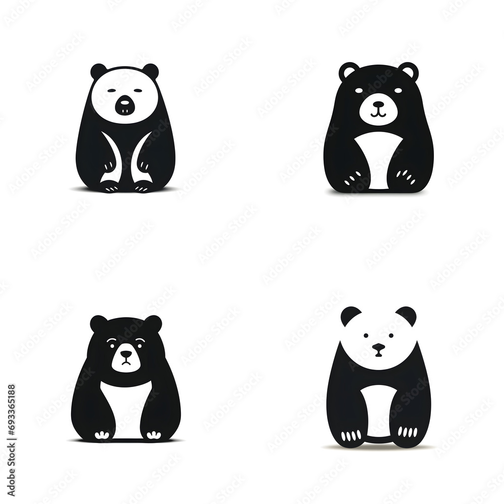 Hand drawn bear silhouette in a minimal style. Black and white graphic illustration isolated on white background Hand drawn bear silhouette in a minimal style. Black and white graphic illustration isolated on white background