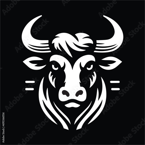 bull head silhouette   black and white bull   Bull Head Illustration Design