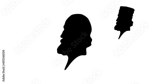 Giuseppe Garibaldi, black isolated silhouette photo