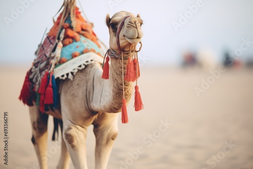 camel with traditional woven harness