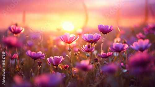 Beautiful colorful meadow of wild flowers floral background