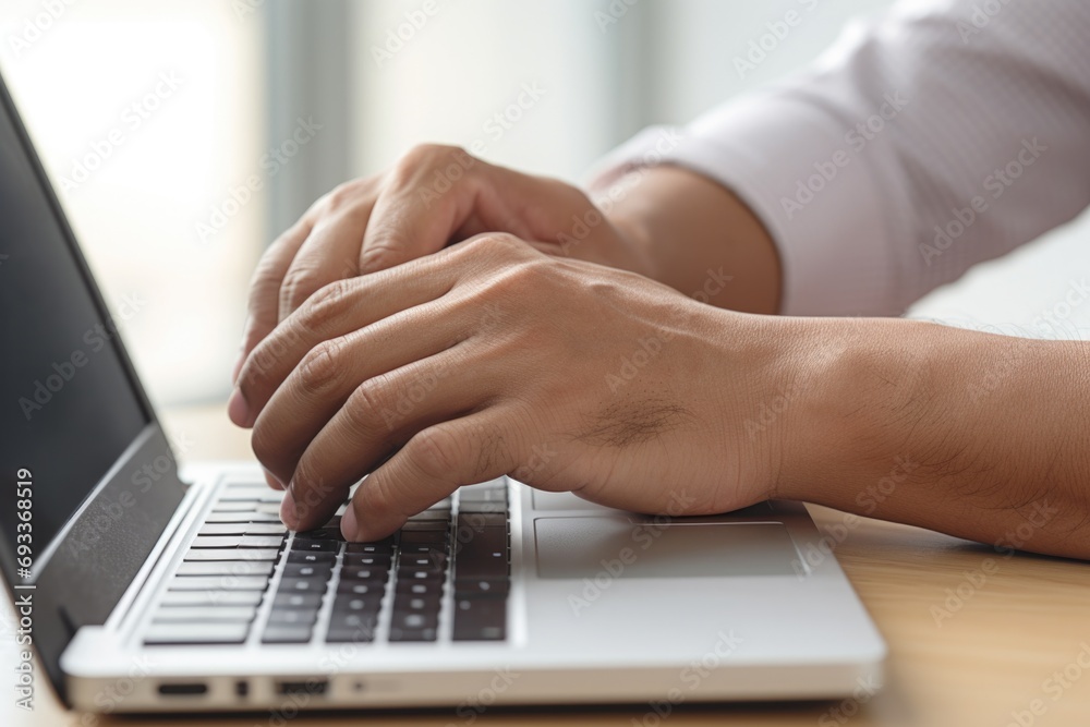 Person typing on a laptop, suitable for business and technology concepts Person typing on a laptop, suitable for business and technology concepts