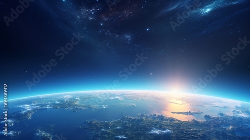 Panoramic view of planet earth with copy space.