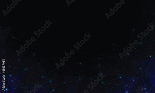 Futuristic digital with particles dots, connected polygons plexus background.