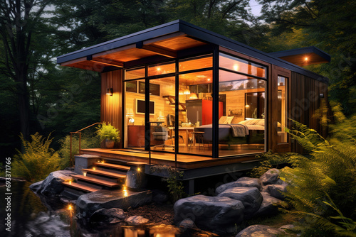 cozy modern bright tiny house in nature © arhendrix