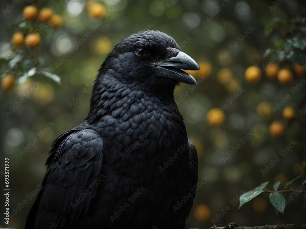 Fototapeta premium raven on the ground crow, generative ai