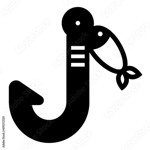 Fish Hook Glyph Icon Design Vector